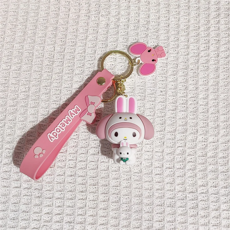 Key Chain Kawaii Sanrio Hello Kitty My Melody Kuromi Cinnamoroll Pompom Purin Pendant Keyring Cute Littletwinstars Toys