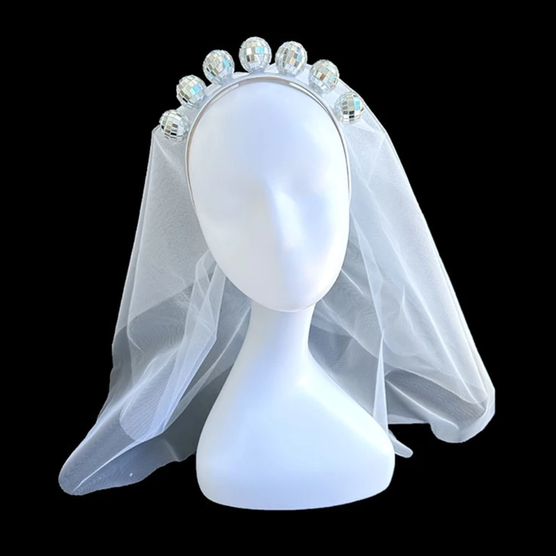 

Disco Bachelorette Party Decorations Cowgirl Earrings Disco Headband with Veil Costume Jewelry Accessory for Bride