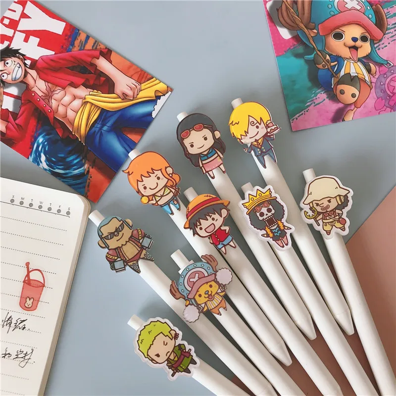 One Piece Gel Pens Anime Kawaii Cute Kids School Stationery Rufy Roronoa Zoro Nami Tony Chopper Figura Accessorio Regalo Per Bambini