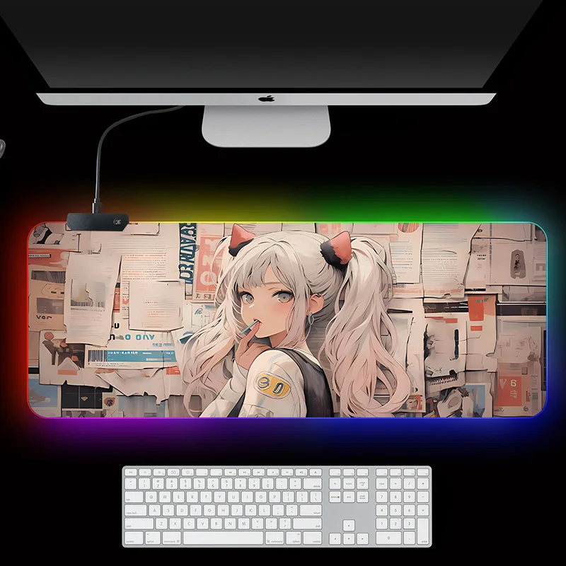 Mouse Pad Gaming XXL RGB con Diseño de Chica del Periódico y Luces de Fantasía S520262a7eb7f42c7bf37abc9f5d510968