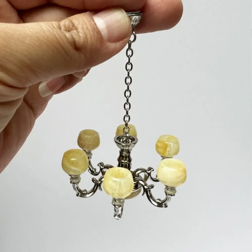 1:12 Scale Mini Furniture Playing House Doll Accessories Floor/Ceiling/Wall Lamp Miniature Chandelier Dollhouse Light