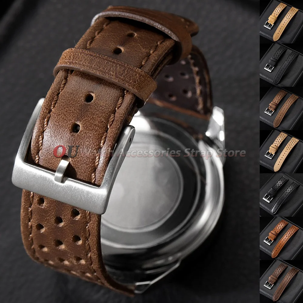 Vintage Genuine Leather Watch Band - Breathable Sport Strap Bracelet Accessory