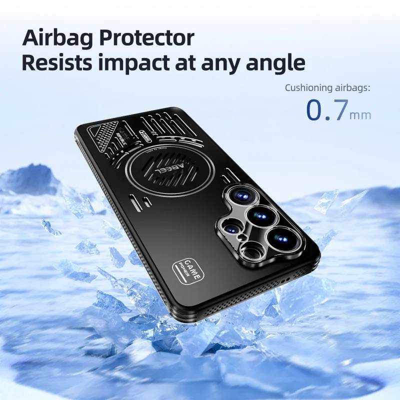 Aluminum Alloy Magnetic Heat Dissipation Case - Hollow Cooling & Anti-Fall Airbag Design