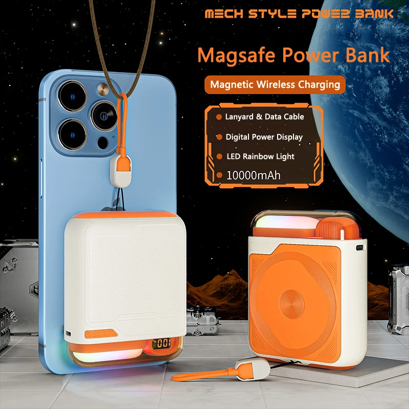 22.5W Ricarica Rapida Magsafe Battery Power Bank Per Xiamo Huawei Iphone Caricatore Wireless Magnetico Con Cavo Supporto Per Telefono Cellulare