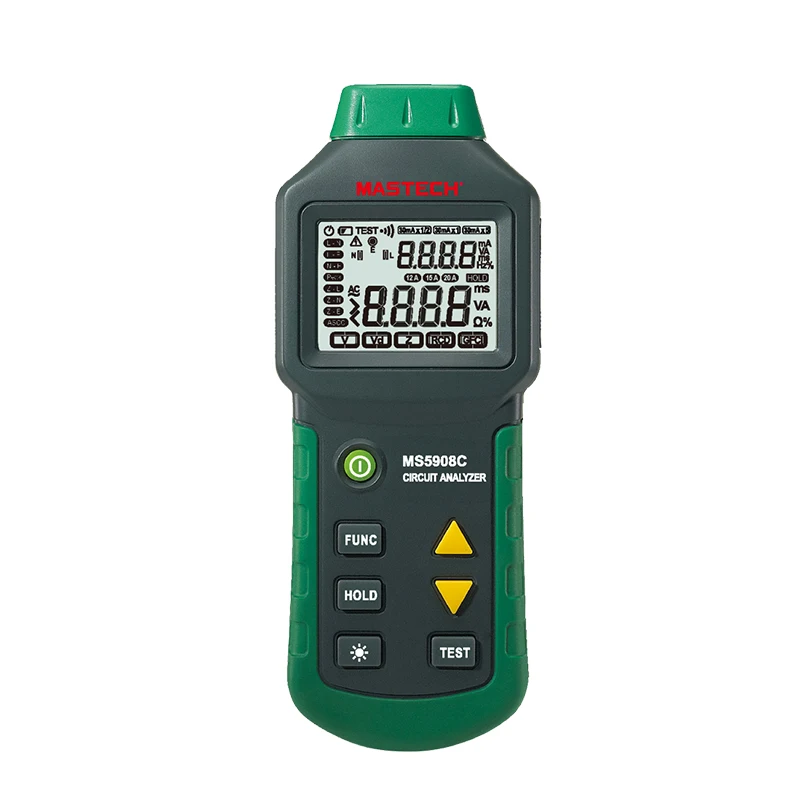 MASTECH MS5908A/MS5908C AC100-240V LCD Circuit Breaker Analyzer RCD Tester With Voltage GFCI Meter Mastech Socket Tester 2