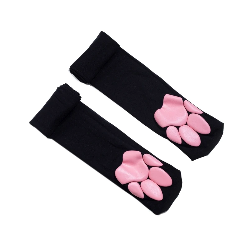 

3D Cat Paw Pad Socks,Puffyed Pawpad Socks Thigh High Socks for Girls kids Women Cosplay Over The Knee Stockings