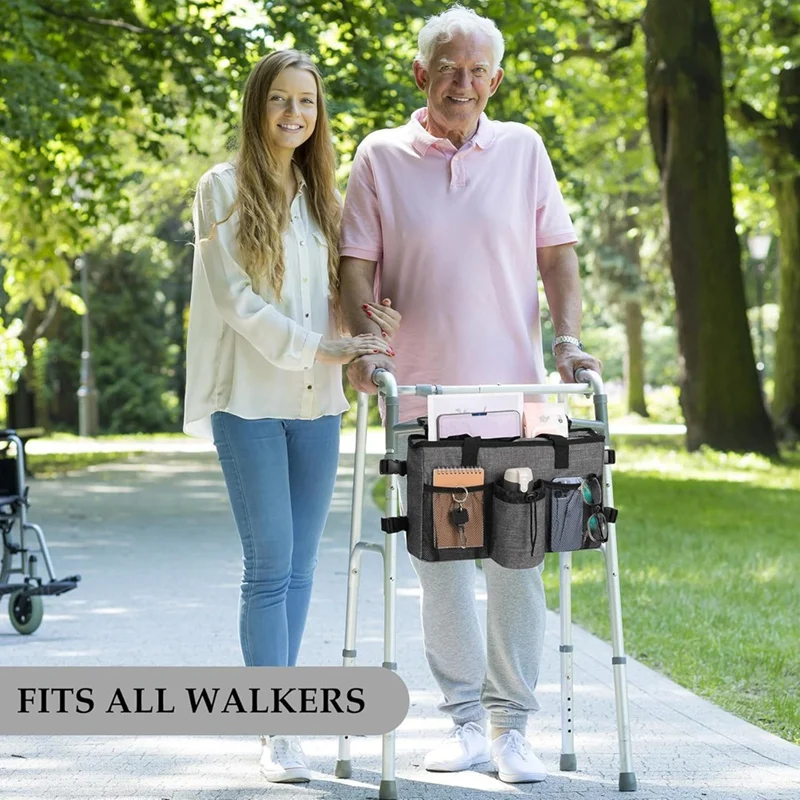 ABDW-Foldable Walker Accessories With Cup Holder & Organizer Pouch