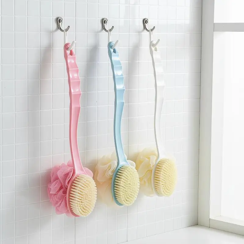 # Spazzola da bagno @Soft Loofah And Bristles per donne e uomini - Spazzola da doccia curva con manico lungo per il corpo, il viso e il lavaggio spa