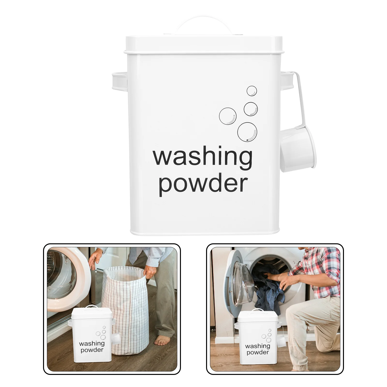 

Laundry Detergent Cup Holder Washing Powder Storage Bucket Liquid Room Organization Plant Wrought Iron Office