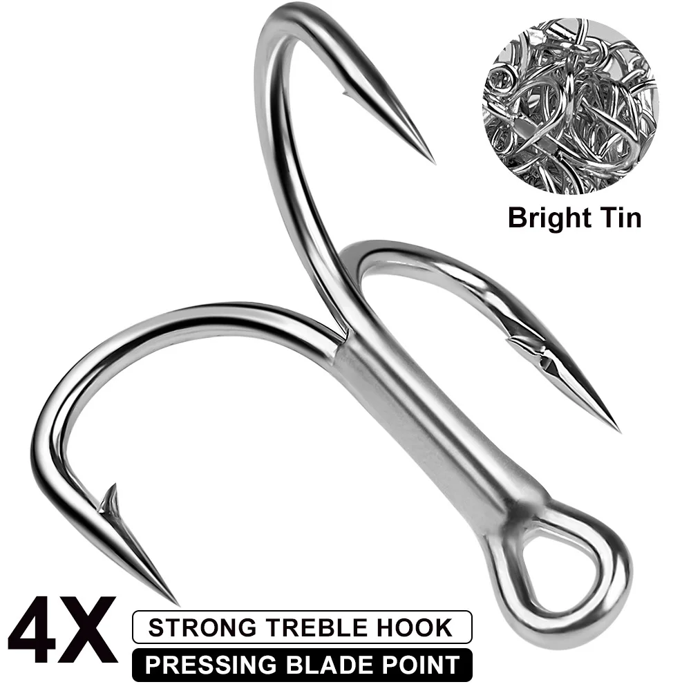 06510pcs4xStrongSuperSharpRoundTrebleHookAntirustHighCarbon