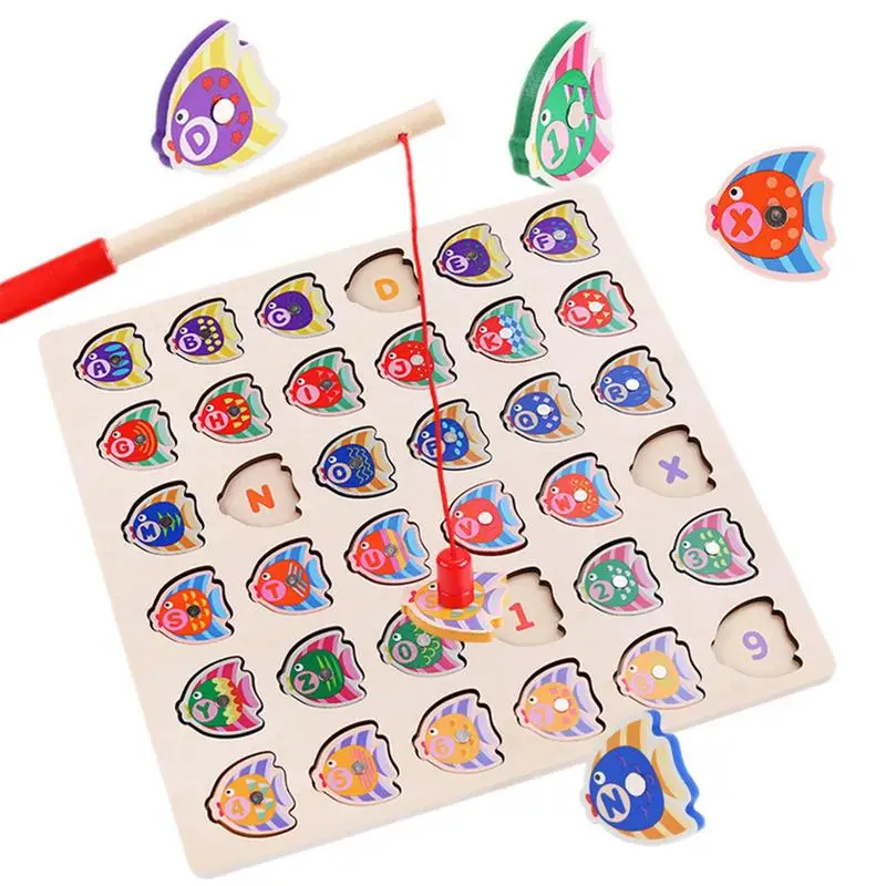 

Fishing Matching Game Educational Wooden Fishing Counting Learning Board Kid Games Shape Sorting Fishing Game Matching Puzzle
