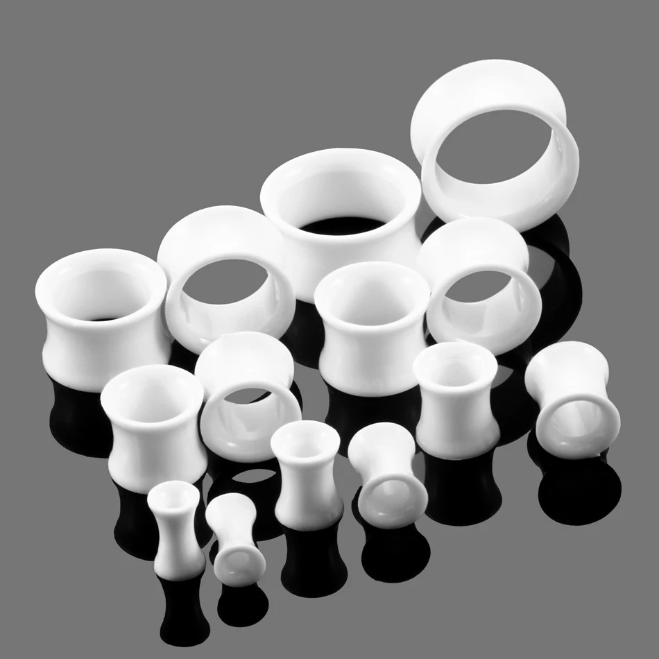 2 Pcs/Set Black White Acrylic Ear Plugs Tunnels Expander Gauges Ear Stretching Kits Earlets Double Flared Piercing Earrings piercing jewelry body piercing jewelry body jewelry ear piercing jewelry metal jewelry