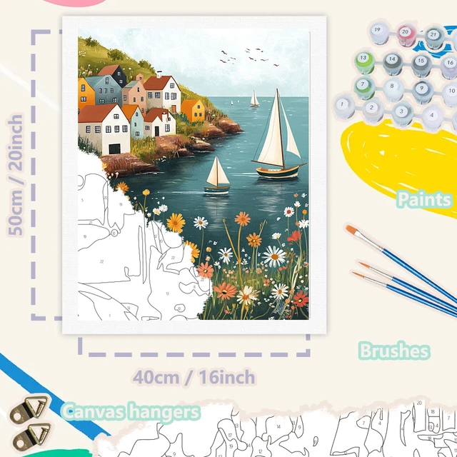 SDOYUNO peinture par numéros fleurs sur toile peinture acrylique par numéros pour adultes numéros de paysage marin peinture à l'huile décor à la maison cadeau 3