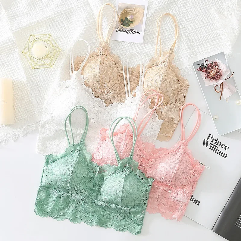 Bra Plus Size Sexy Bralette Crop Top Underwear Push Up Strapless Lace Female Lingerie Brassiere Women Bandeau Vest