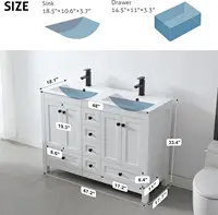 48" Bathroom Vanities Cabinet with Sink Combo Set, Undermount Double Resin Sink w/Thickened Wood, Matte Black Faucet 2