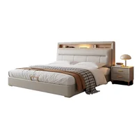 Lit double blanc de style nordique en cuir avec rangement, design pour chambre principale, accessoires de maison 6