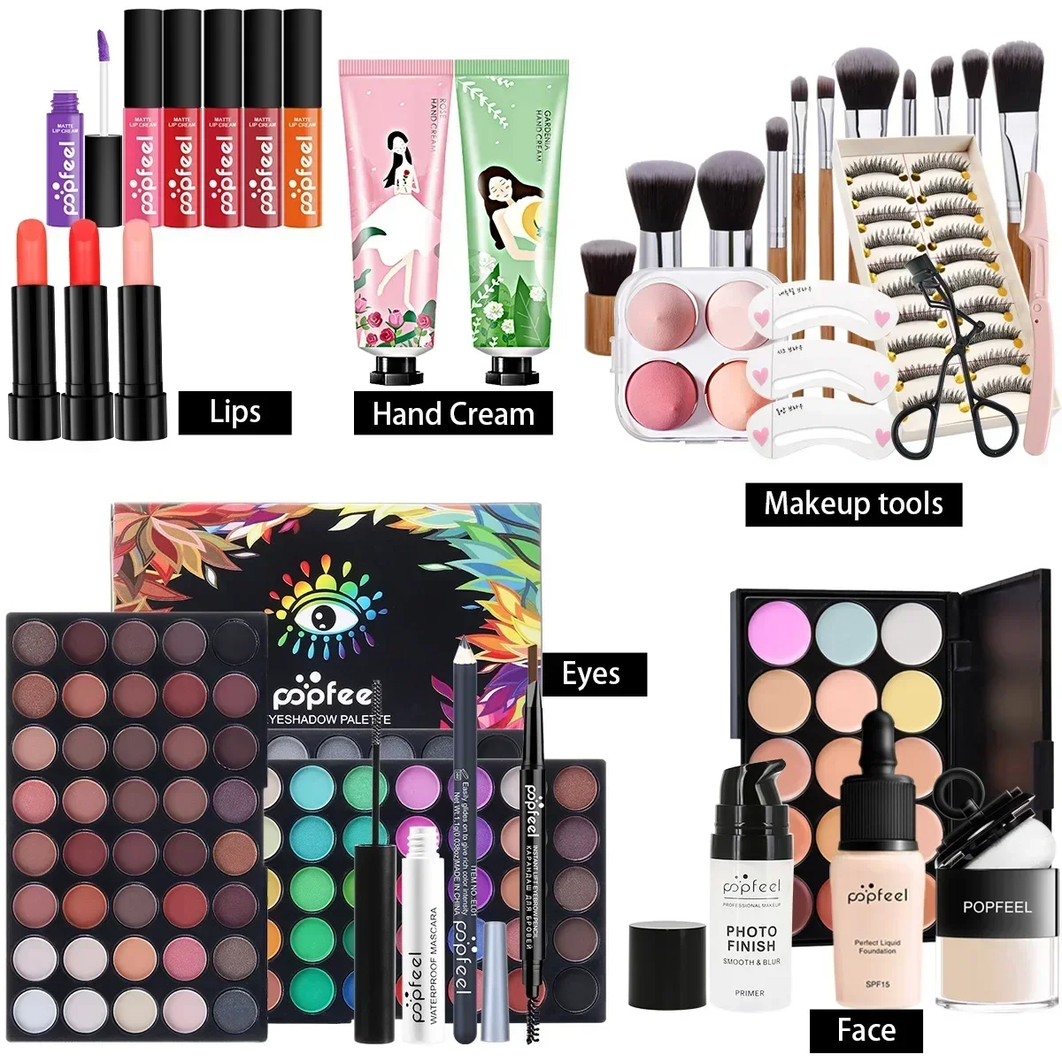 All-in-One Makeup Kit Gift Set with Eyeshadow Palette Foundation Lip Gloss Blush Brushes Eyeliner and More Beauty Gifts