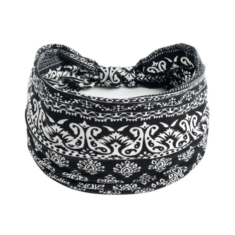 Bohemian Breite Baumwolle Stretch Stirnbänder Frauen Headwrap Turban Kopfbedeckung Bandage Haarbänder Bandana Breite Stirnbänder Haar Zubehör – Detail 7