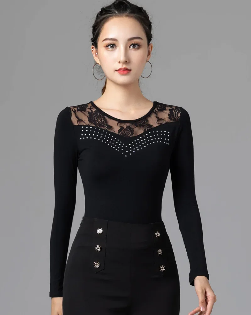 

Женская блузка для латиноамериканских танцев, новая марлевая модель для взрослых, тренировочное платье для танцев, модное популярное танцевальное платье с длинным рукавом, национальный стандарт, cl