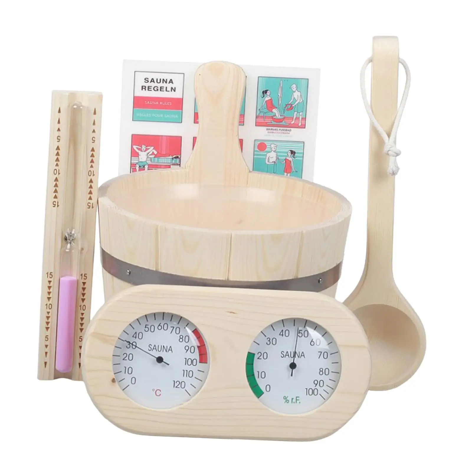 5 Pieces Sauna Accessory Set Thermometer and Hygrometer for Sauna Steam