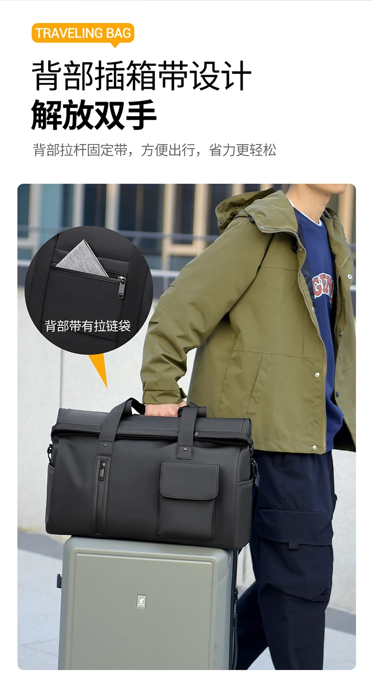 Herren-Reisetasche, Reisetasche, langlebige Sporttasche, stilvolle Handtasche für den täglichen Gebrauch im Fitnessstudio, Wochenendausflüge – Detail 7