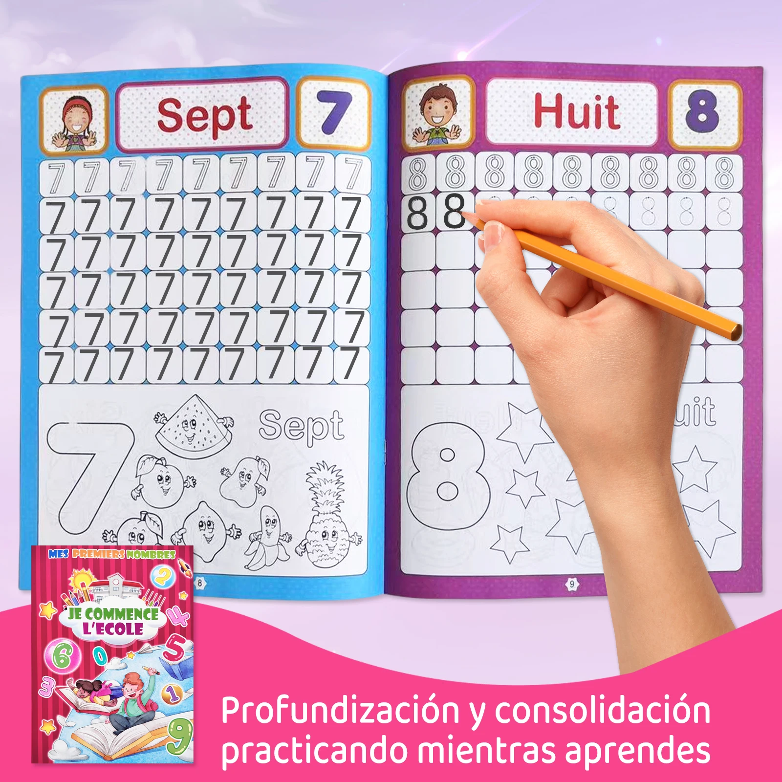 French Copybook For Calligraphy letter Books For Kids Word Children Handwriting Children writing Learning  French Practice Book 2