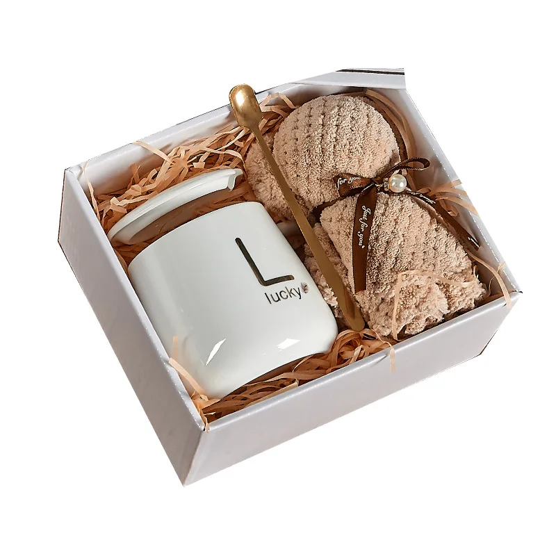 Cup with Hand Gift Set Ceramic Water Cup Opening Small Gift with Hand Mark Box High Appearance