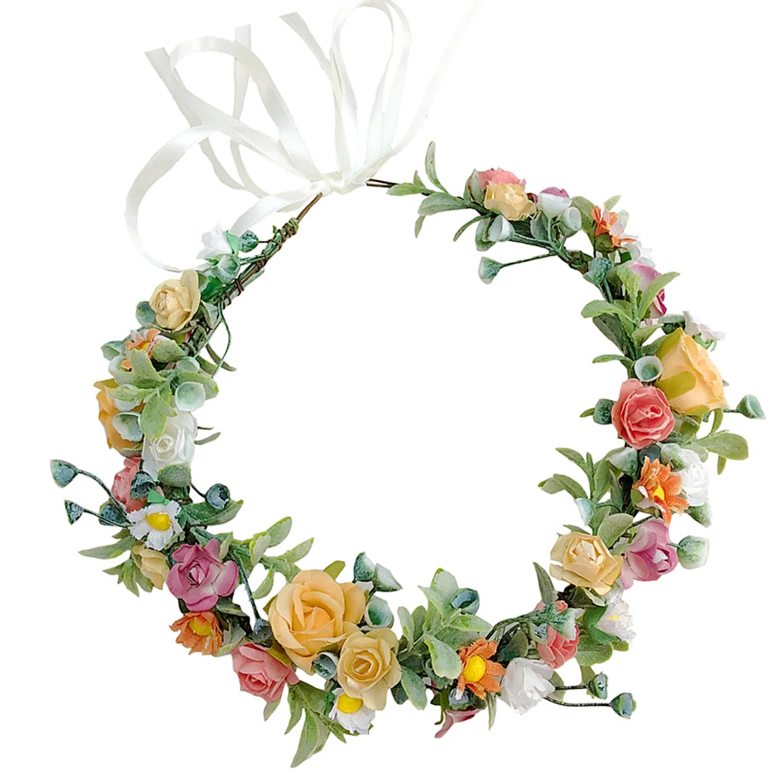 

Floral Garland Crown Headpiece Woman's Cloth Flower Hair Hoop for Bridesmaid Wedding Dating