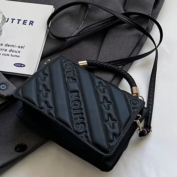 قطعة واحدة من حقيبة يد مبطنة عصرية مع حزام قابل للتعديل، محفظة كتف سوداء أنيقة للنساء مع حقيبة صغيرة للعملات المعدنية، محفظة كروس 3