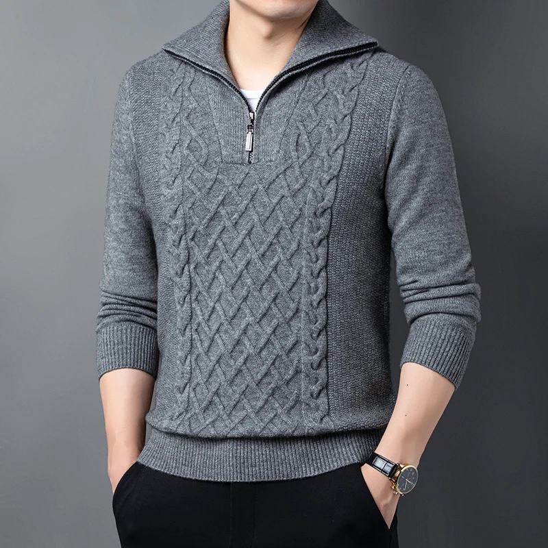 MLSHP Computer Knitted Zipper Men's Sweaters High Quality Long Sleeve ...