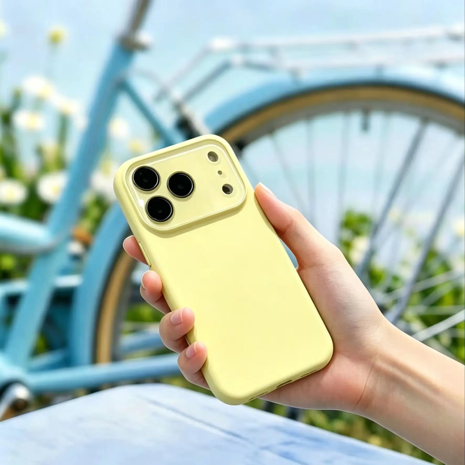 Caseative Solid Color with Crystal Camera Lens Protection iPhone (yellow,iPhone 17 Pro Max)