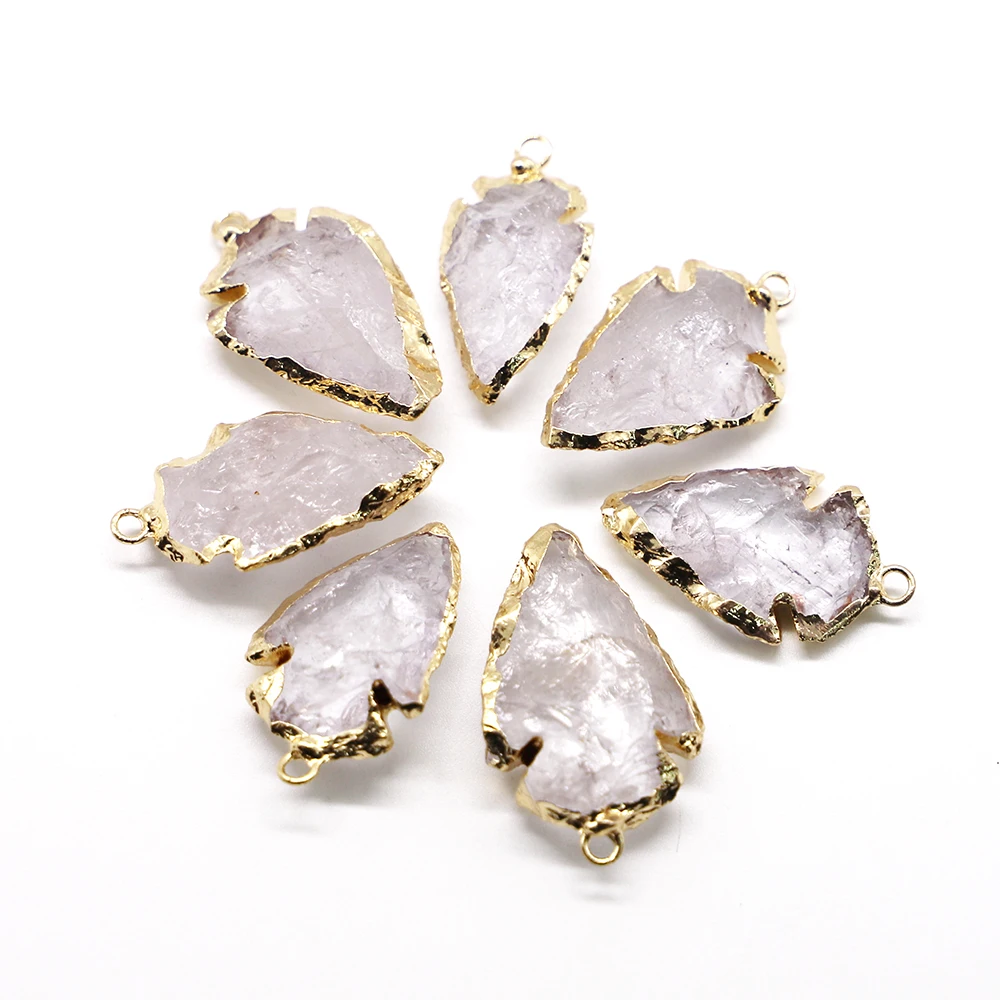 

Hot Sell Raw Ore White Crystal Natural Stone ArrowHead Exquisite Pendants Rough Charm Fashion Necklace Jewelry Accessories 5Pcs
