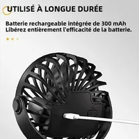 Ventilateur électrique rechargeable portable 720 °   Ventilateur à pince suspendu rotatif avec veilleuse, petit ventilateur d'extérieur pour bureau, chambre à coucher, dortoir 6