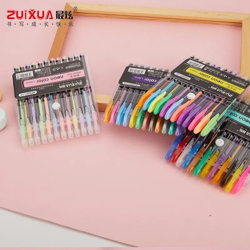 Highlighter Markers Gel Highlighter Markers Metallic Glitter Highlighter Pastel Pens 12Pcs