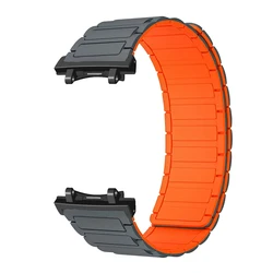 Magnetic Silicone Sports Replacement Strap - Premium Smart Watch Band Bracelet - Amazfit T - Rex 3 (Grey Orange)
