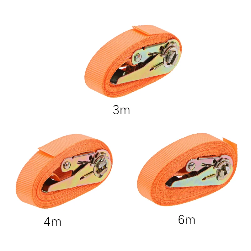 3/4/6M Ratchet Tensioner Belts Heavy Duty Tie Down Cargo Strap Luggage Lashing Strong Strap Belt With Metal Orange Buckle