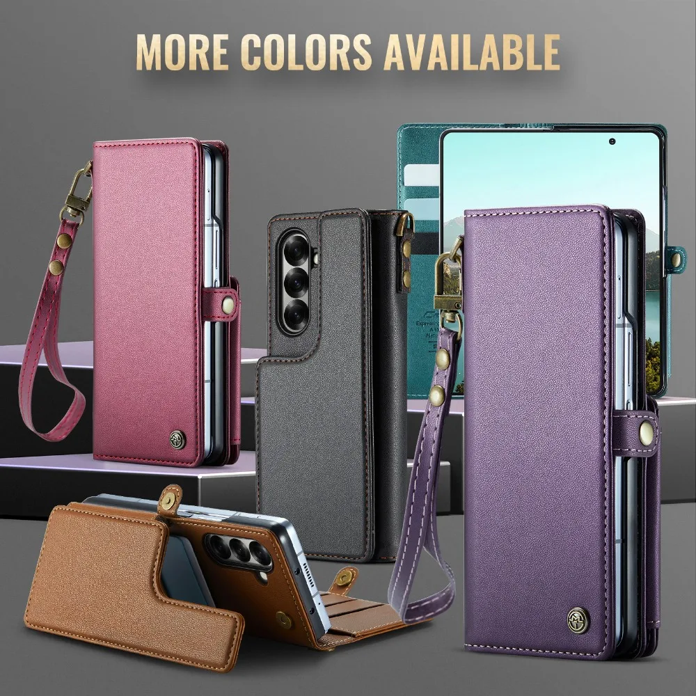 Luxury RFID Leather Wallet Case - 7-Card Holder with Magnetic Closure