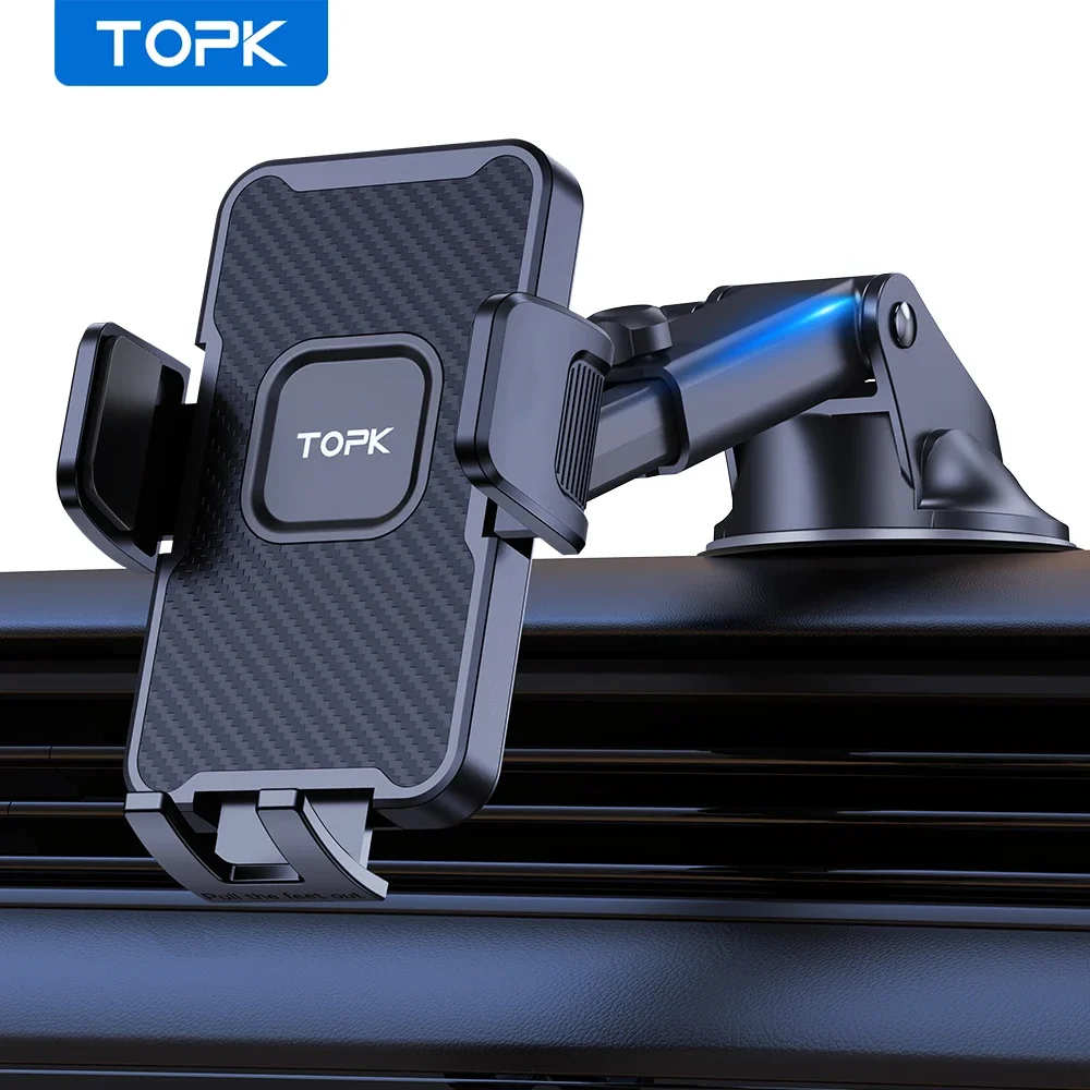 TOPK Universal Car Phone Holder Mount, Car Phone Mount for Dashboard and Windshield, Phone Holder Car with 360° Rotation
