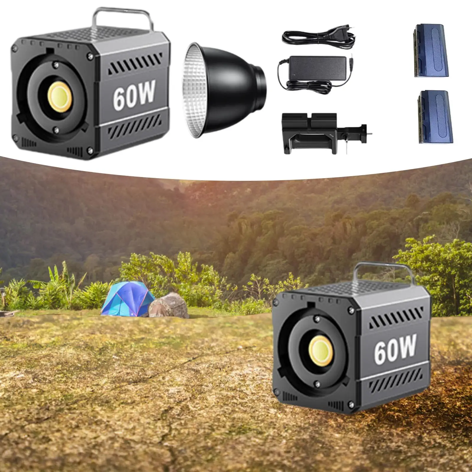 60W LED Video Light EU Adapter Accessory for Live Broadcast Interview Studio