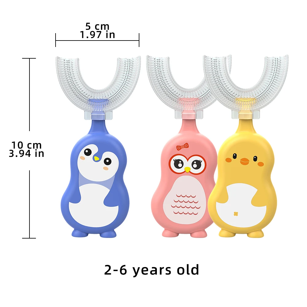 Baby Toothbrush Teeth Cleaning Tool 1/3 pcs U-shape Kids Toothbrush BPA Free 360-Degree Oral Cleaning Soft Silicone Brush Head for 2-6 years old baby