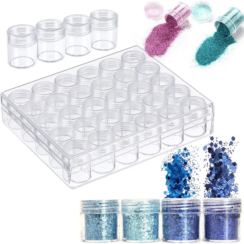 NEW Clear Plastic Bead Storage Containers Set with 28 Pieces Transparent  Big Bottles Storage Jars Diamond Painting Accessory Box - AliExpress