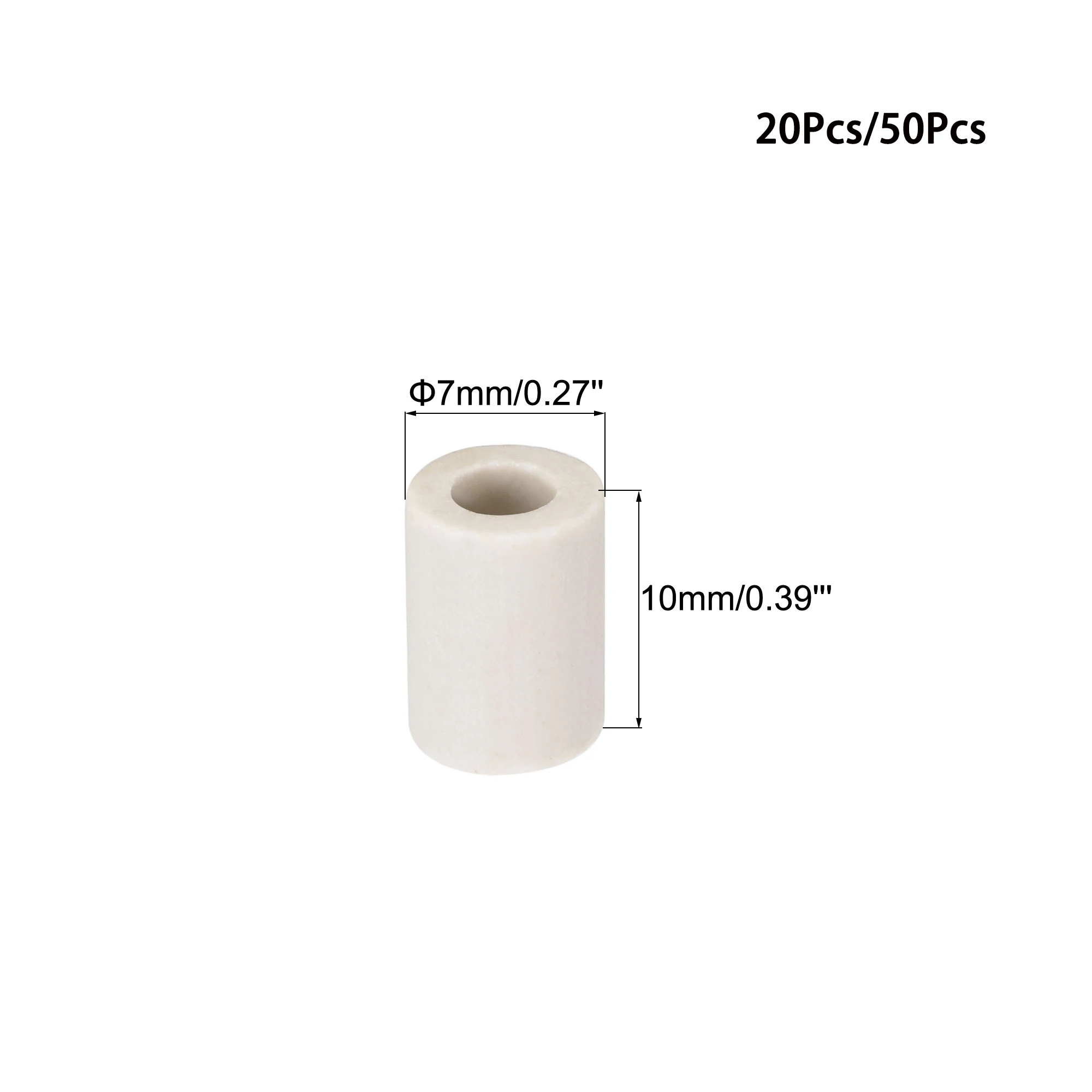 Ceramic Insulation Tube 4mm Dia Single Bore 20/50Pcs High Temperature Resistant Electronic Wire Bundle Porcelain Bushing