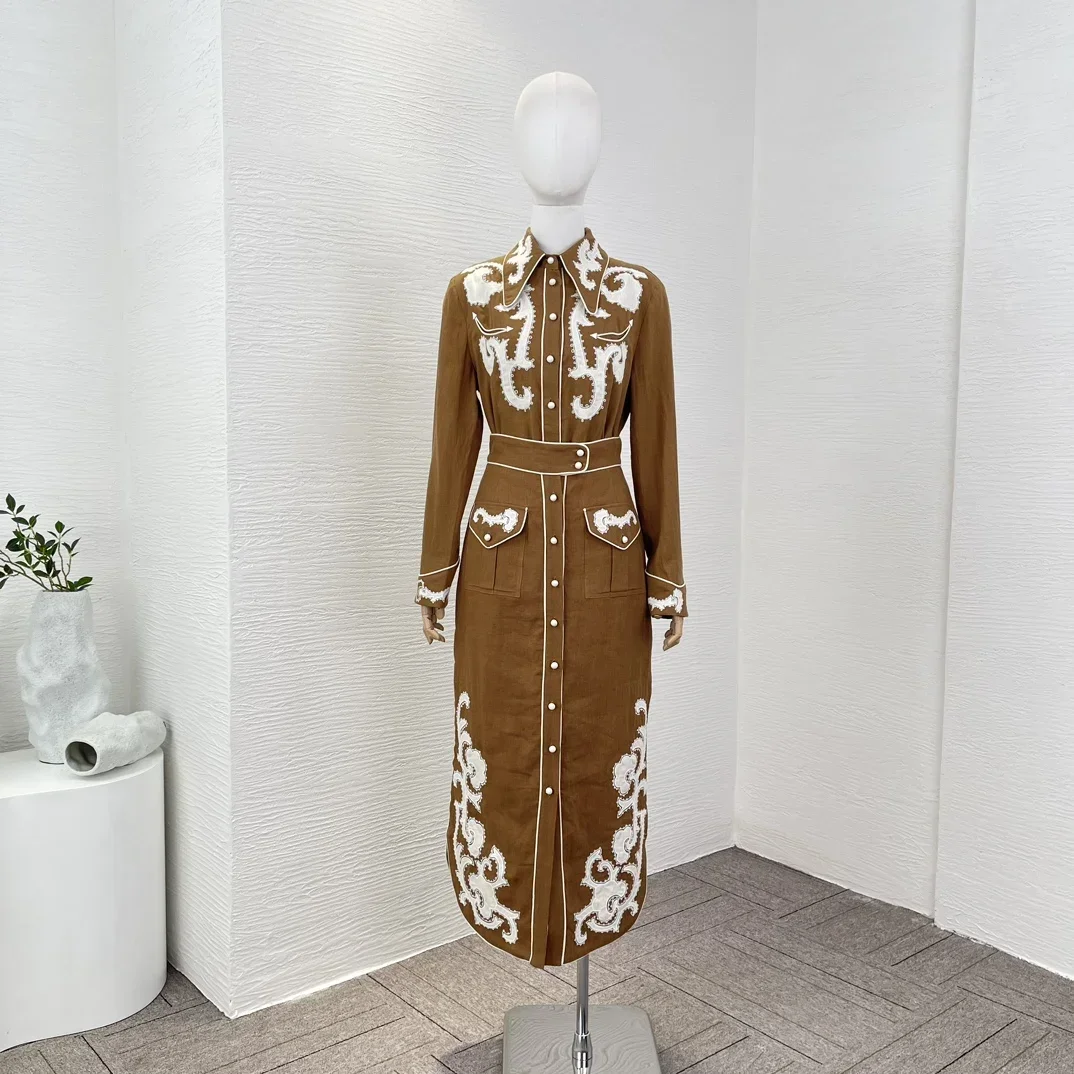 

White Paisley Printing Female Suit Long Lantern Sleeve Blouse Straight Mid Skirt High Quality New Fall 2023