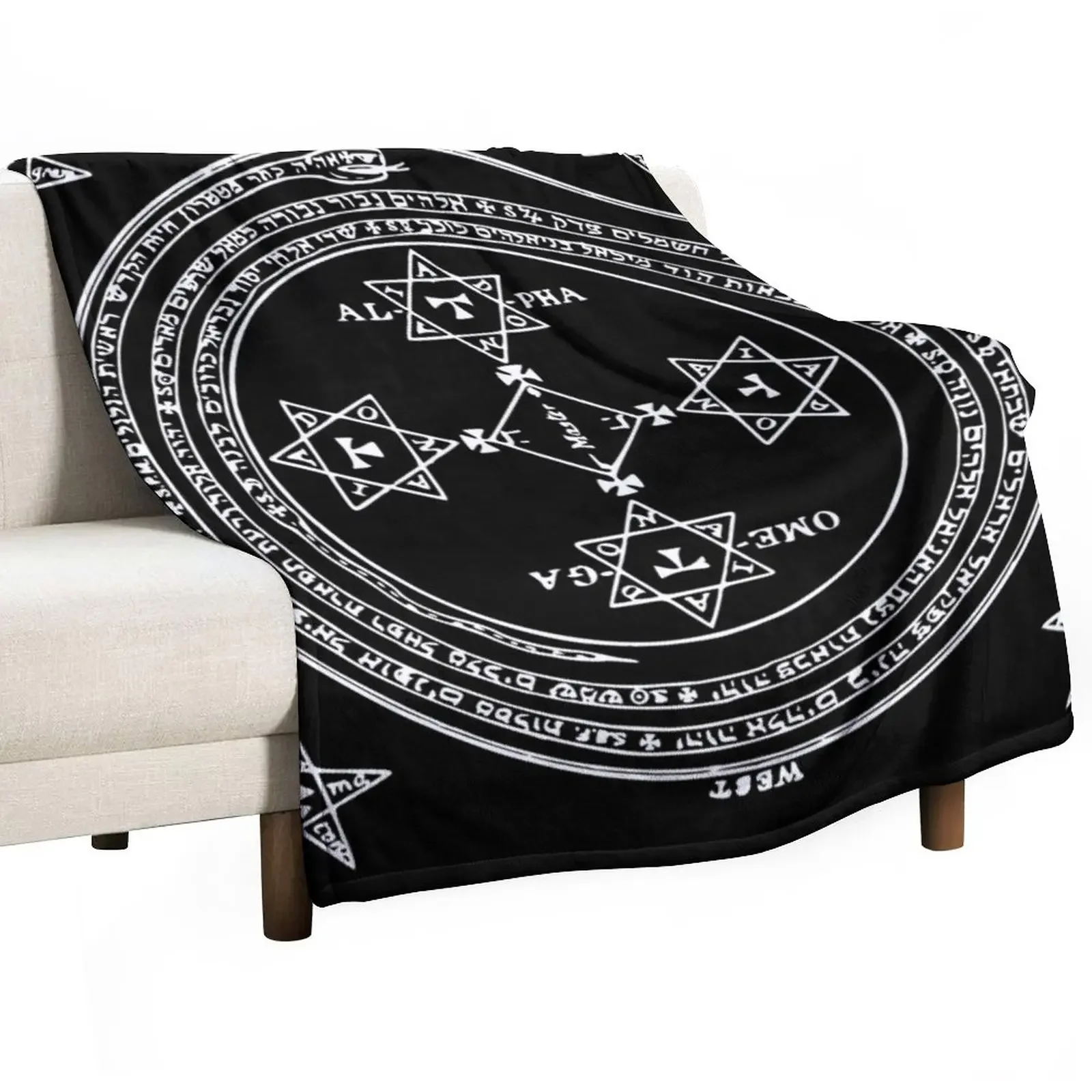 

SUMMONING CIRCLE - WHITE / BLACK Throw Blanket Hairy Extra Large Throw Single Blankets