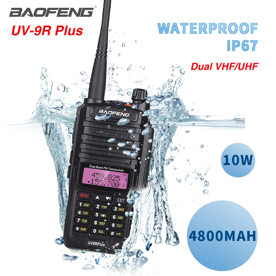 2022 Baofeng UV-9R Plus Waterproof IP68 Walkie Talkie High Power CB Ham 10 KM Long Range Upgrade of UV-9R Plus Two Way Radio walkie talkie range