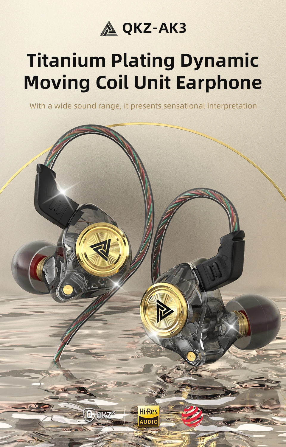 AK3 FiLe Wired Earphone with Microphone HiFi Music Monitor Bass Headphones Noise