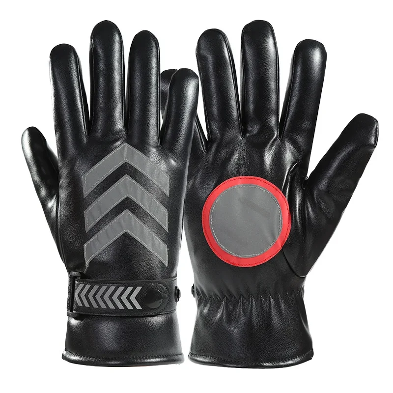 White Traffic Command Gloves Creative Thickened Winter Outdoor Reflective Strip Gloves Warm and Cold Proof Security Duty