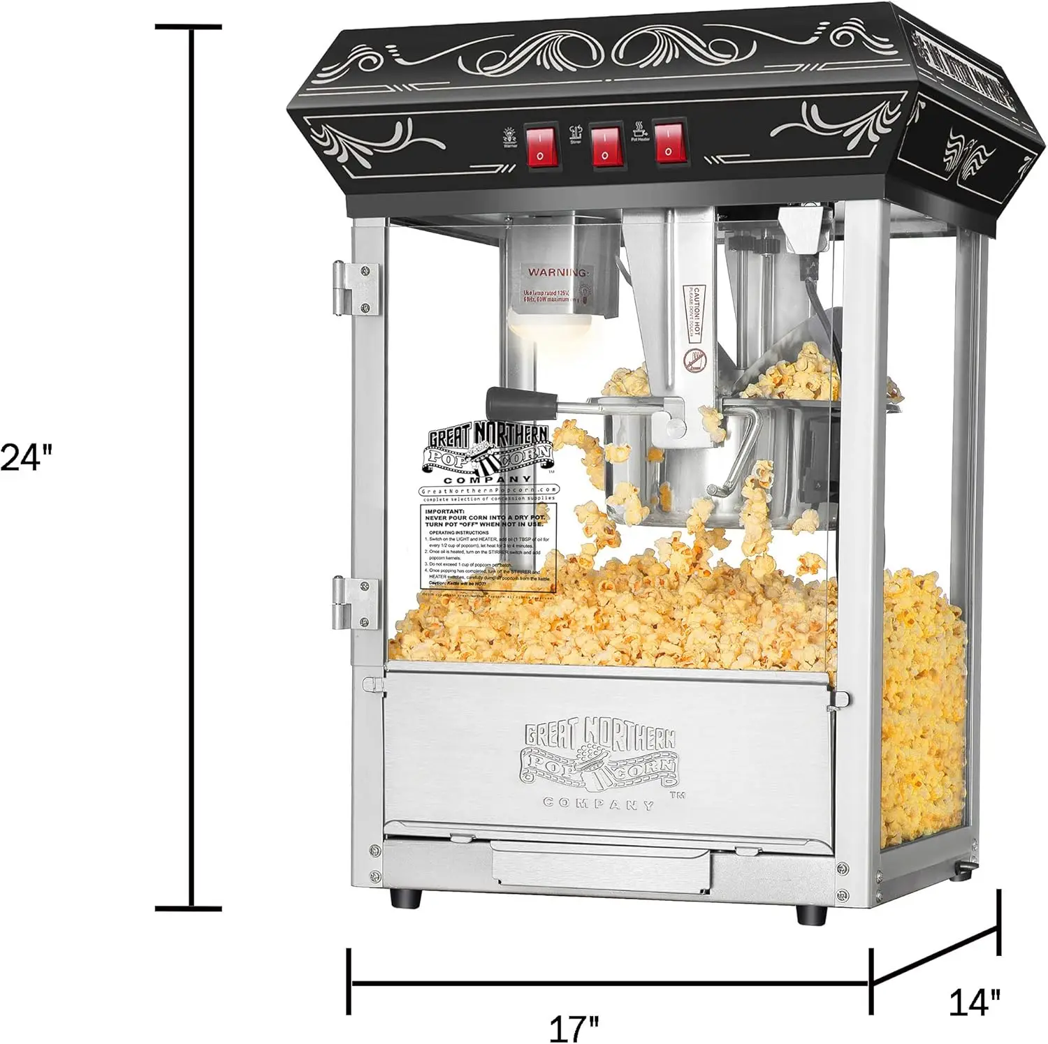 Great Northern Popcorn Popcorn Machine, 8oz, Black 2