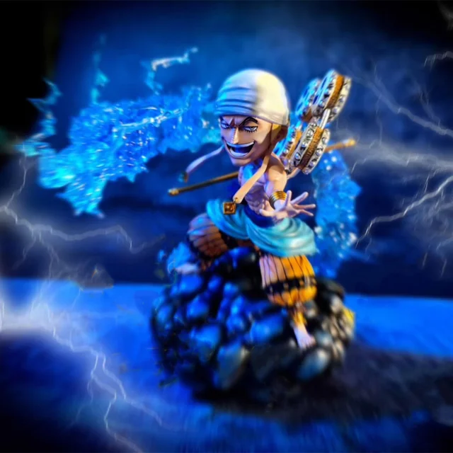 One Piece Anime Enel Action Figure Kawaii Q Version PVC Model GK Lord Of Thunder Collectible Toy Doll Boys Christmas Gift 1