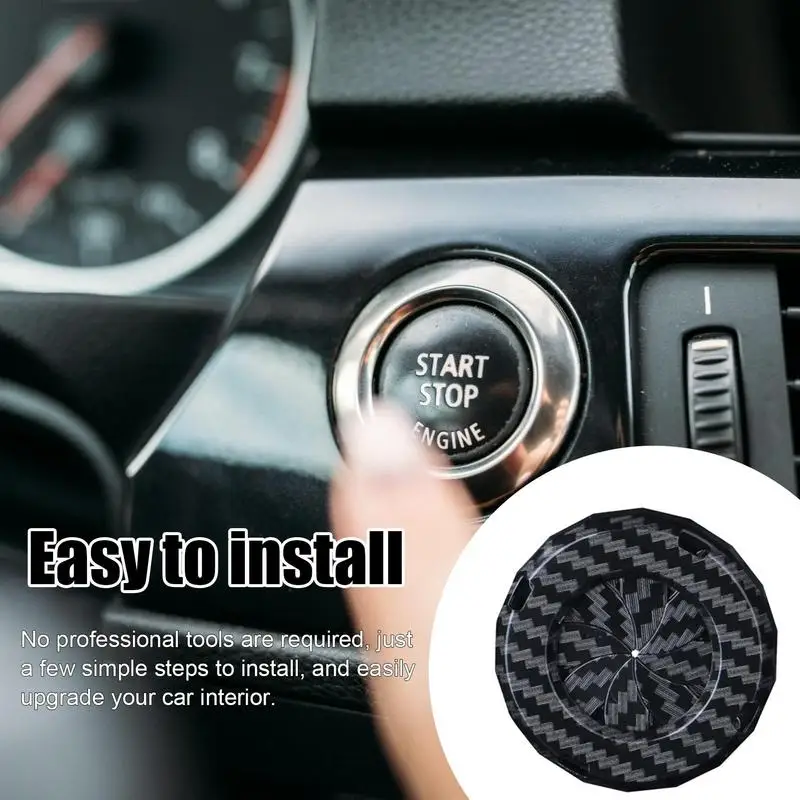 Carbon Fiber Ignition Button Protective Cover - Sleek Interior Car Decoration